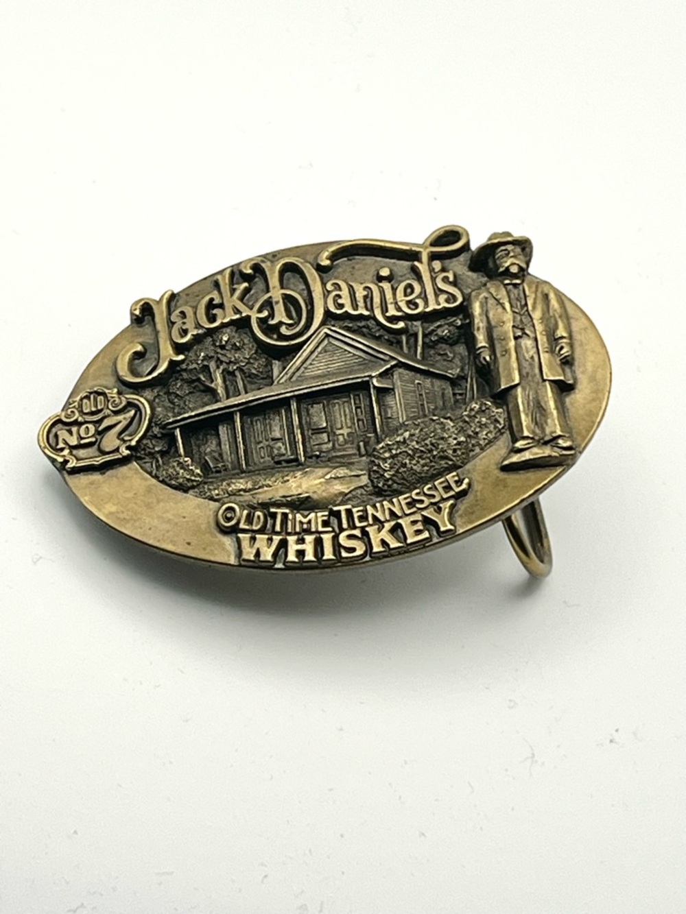 Vintage 1989 Jack Daniel's Brass Tone Oval Belt Buckle - Gold Bronze Finish - Picture 5 of 5